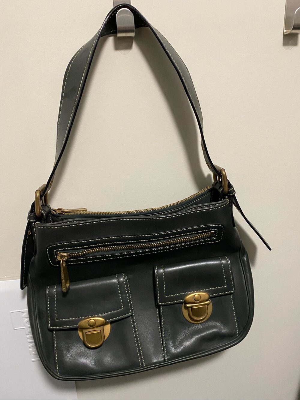 Vintage Marc Jacobs Green Leather Shoulder Bag with Gold Hardware